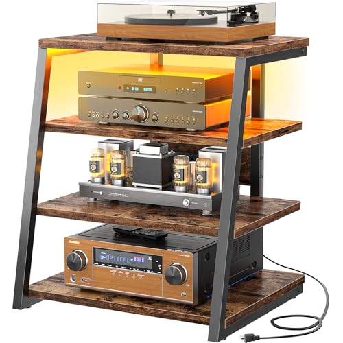AV Media Stand, Stereo Stands and Racks Small Ente... (Rustic Brown | Engineered Wood)
