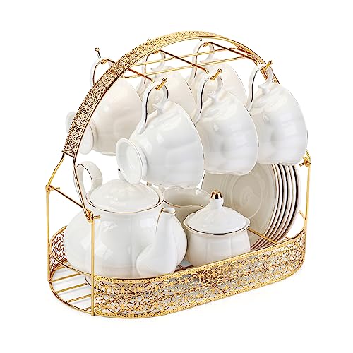 Coffee Mug Holder with Oval Drip Tray (Glod) | Mug Holders for Counter Coffee Rack Cup Holder Stand Dishes Organizer Steel Wire Rack Display Stand Service for Tea Cups