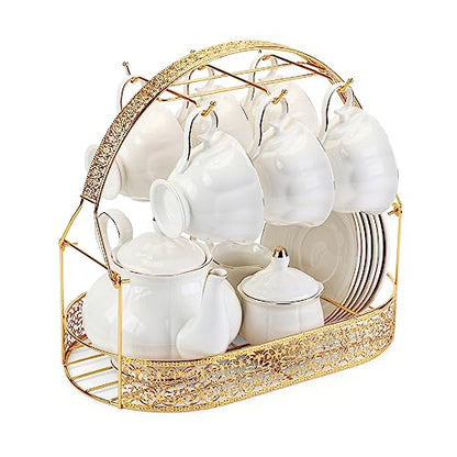 Coffee Mug Holder with Oval Drip Tray (Glod) | Mug Holders for Counter Coffee Rack Cup Holder Stand Dishes Organizer Steel Wire Rack Display Stand Service for Tea Cups