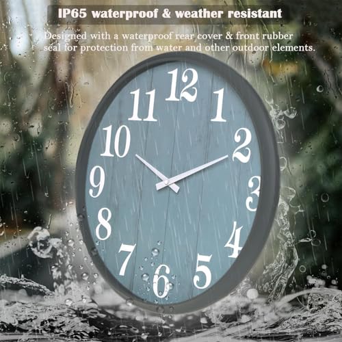 Large Outdoor Indoor Clock Waterproof,18 Inch Waterproof Oversized Wall Clocks,Silent Movement Battery Operated for Garden Patio Pool Room Office Decorative Gifts