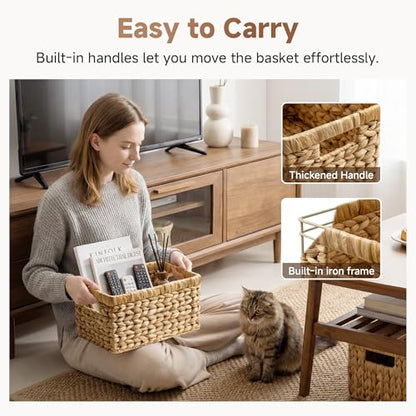 StorageWorks Wicker Baskets,Wicker Storage Baskets for Shelves,2-Pack | Hyacinth Wicker Baskets for Storage,Woven Baskets for Organizing,Woven Baskets for Storage,Pantry Organizers and Storage