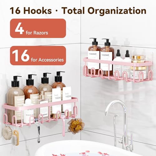 Shower Caddy Adhesive, Rustproof Shower Organizer, Wall Shower Rack | Large Capacity Shower Shelves for Inside Shower, No Drill Shower Storage, Shampoo Shower Holder, Bathroom Shower Shelf