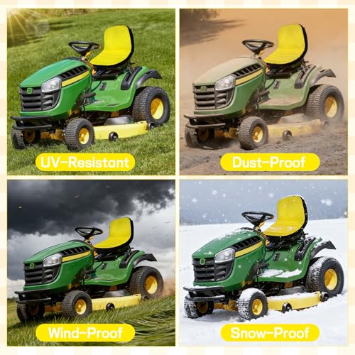 Lawn Mower Seat Cover with 5 Convenient Storage Pockets Weatherproof | Lawn Mower Seat Cover Weatherproof Tractor Seat Cover Riding Mower Seat for Cub Cadet and John Deere (Medium)