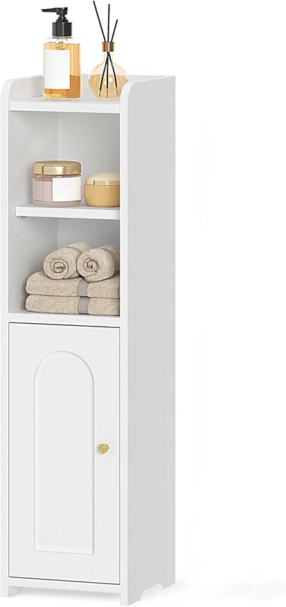 Hzuaneri Bathroom Storage Cabinet, Narrow Toilet Paper Cabinets with Doors | Small Corner Floor Cabinet with Doors and Adjustable Shelf, Bathroom Organizer for Small Spaces, White BC19703X