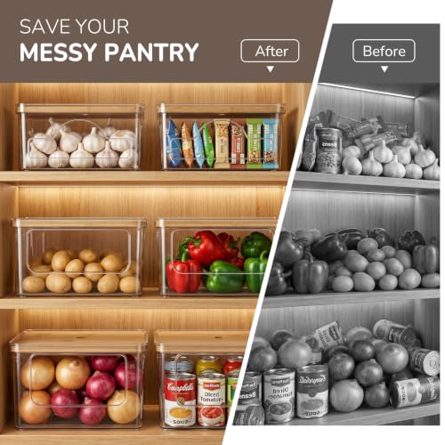 Potato and Onion Storage Bin for Pantry Organizers Straight Side, Stackable, 2 Set
