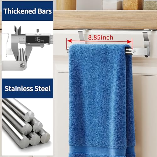 Over Cabinet Towel Holder, Stainless Steel Over The Cabinet Towel Rack for Kitchen Cabinet Doors Towel Bars, 2 Pack Dish Towel Bars (Brushed Nickel)