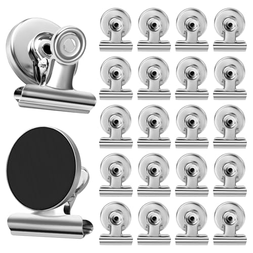 20 Pack Fridge Magnets Refrigerator Magnets, Strong Magnetic Clips Heavy Duty, Magnet Clips for Whiteboard, Magnets for Fridge Locker Office Accessories (Silver)