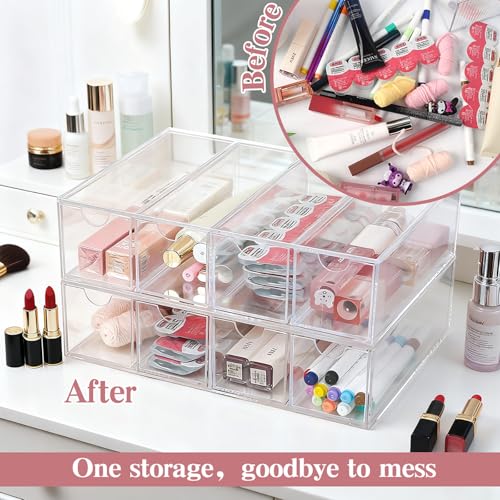 Acrylic Sunglasses Organizer with 4 Drawers | Clear Eyeglass Holder, Eyewear Display Case, Stackable Sunglass Storage Case For Women and Men Glasses Jewelry Watch Storage