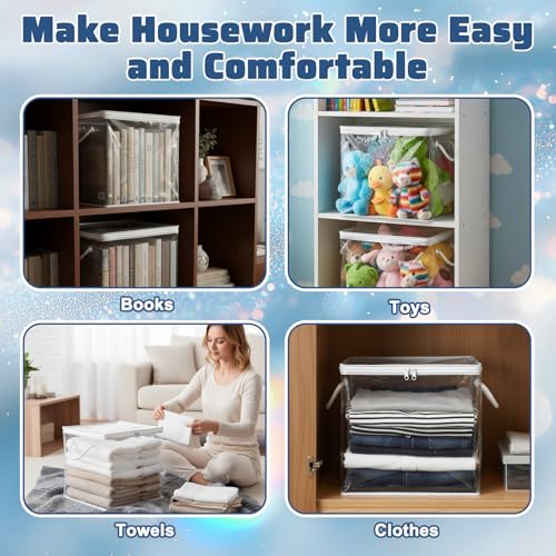10pcs clear storages bag bed sheet organizer clear zippered storage bags with Handle cube storage bags with zipper Plastic Two-Way Zipper Foldable Plastic Closet Organizer towel for closet