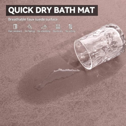 MontVoo -Bath Mat Rug-Rubber Backing Non Slip Quick Dry Absorbent Thin Bathroom Rugs Fit Under Door-Faux Suede Surface Bathroom Floor Mats-Shower Rug for in Front of Bathtub Shower Dusty Rose 16"x24"