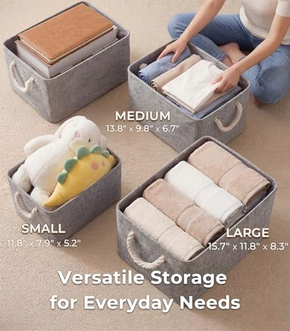 Storage Bins for Shelves - 11.8x7.9x5.2 inch Grey Small Storage Baskets for Organizing, Fabric Storage Cubes Closet Organizer for Home Nursery Gift Decorative (Gray)