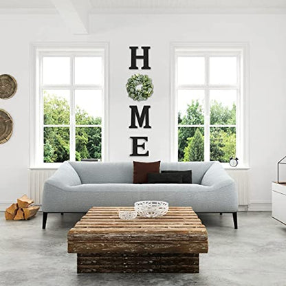 Wood Home Sign with Eucalyptus Wreath for O Home Decor Wall Decor | Hanging Farmhouse Wall House Decor Wood Letters for Wall Art Rustic Home Decor Wall Decor Living Room Kitchen Entryway Black
