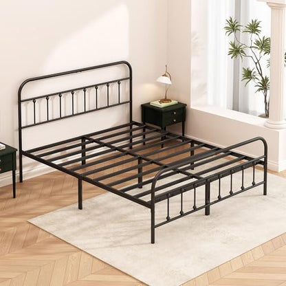 Kujielan Metal Bed Frame - Structurally Stable Heavy Duty Steel Slat Supported King Bed Frames,No Box Spring Needed for Easy Removal and Transport.