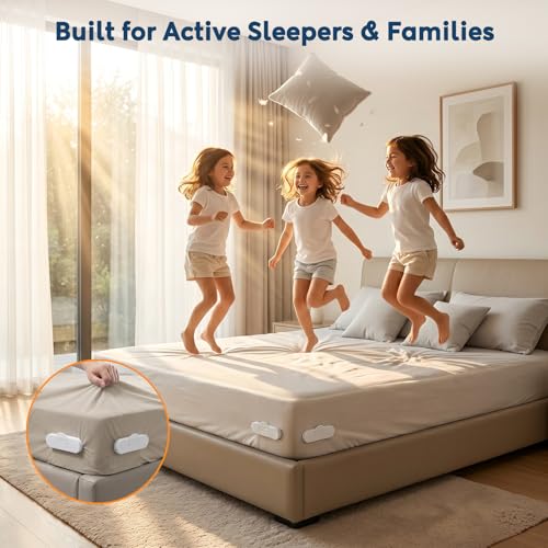 4Pcs Bed Sheet Holders for Corners ABS Material One-Time Installation | No More Loose Sheets Fits All Kinds of Sheets and Mattress Sizes, Bed Corner Sheet Holders