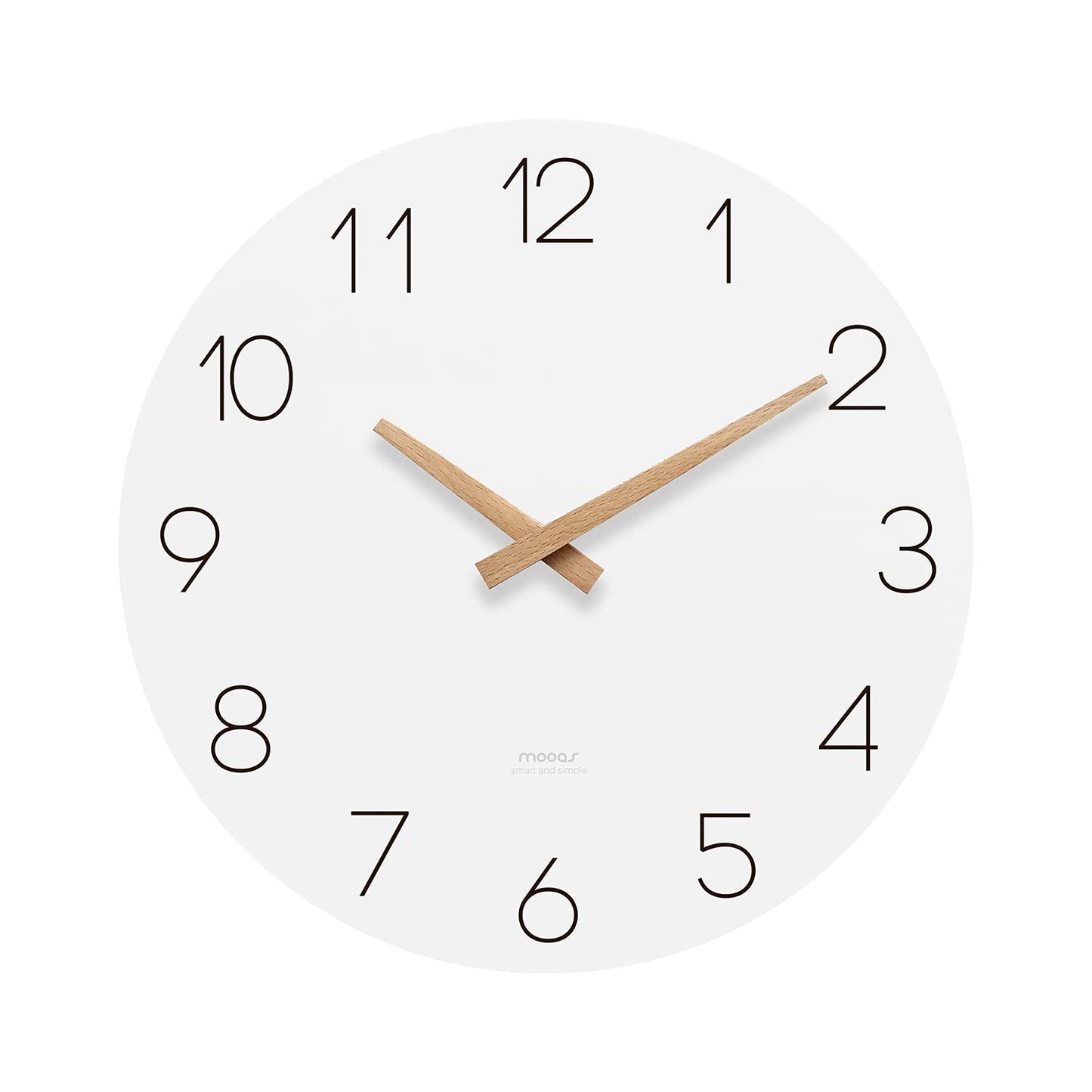 mooas Flatwood Wall Clock, 12" Analog Wall Clock, Silent Non-Ticking | Modern Wall Clocks Battery Operated for Office, Home, Bathroom, Kitchen, Bedroom, School, Living Room