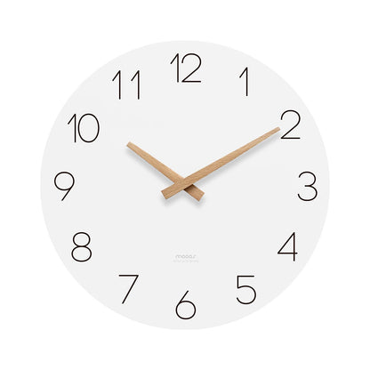 mooas Flatwood Wall Clock, 12" Analog Wall Clock, Silent Non-Ticking | Modern Wall Clocks Battery Operated for Office, Home, Bathroom, Kitchen, Bedroom, School, Living Room