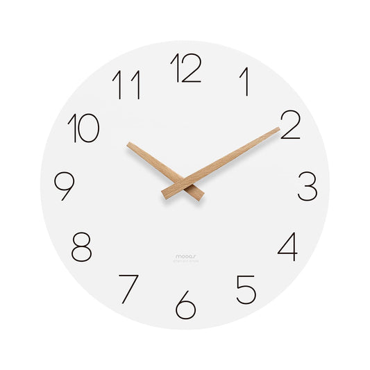 mooas Flatwood Wall Clock, 12" Analog Wall Clock, Silent Non-Ticking | Modern Wall Clocks Battery Operated for Office, Home, Bathroom, Kitchen, Bedroom, School, Living Room