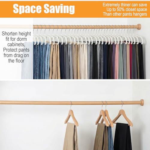 20 Pack Velvet Pants Hangers, Felt Hangers Non Slip with 360 Swivel Hook, Space Saving Slim Closet Organizer for Jean, Scarf, Towel, Coat, Beige
