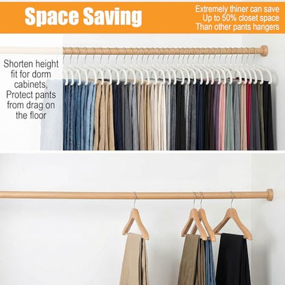 20 Pack Velvet Pants Hangers, Felt Hangers Non Slip with 360 Swivel Hook, Space Saving Slim Closet Organizer for Jean, Scarf, Towel, Coat, Beige