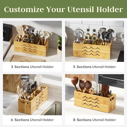 Large Kitchen Utensil Holder for Countertop, 8 Adj...