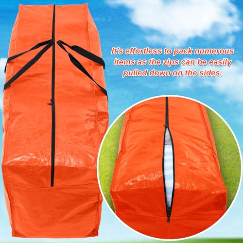 2 Pcs 66 Gallon Extra Large Moving Bags Storage Bags with Zipper and Handles Heavy Duty Duffle Bag Foldable Tote Bag for College Dorm Travel Clothes Blankets Bedding Moving(Orange)