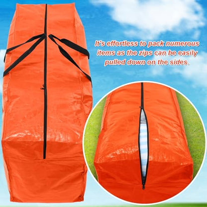 2 Pcs 66 Gallon Extra Large Moving Bags Storage Bags with Zipper and Handles Heavy Duty Duffle Bag Foldable Tote Bag for College Dorm Travel Clothes Blankets Bedding Moving(Orange)