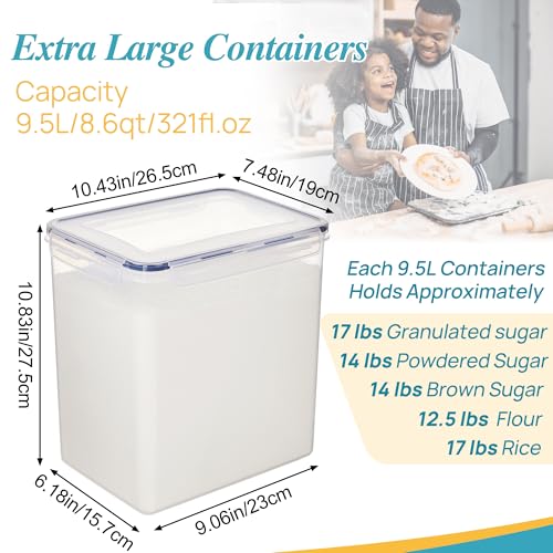 Vtopmart 9.5L Flour Sugar Storage Containers, 2 Pack, Each Fits 12.5 lb
