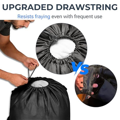 Large Backpack Laundry Bag (29" H × 15" Dia), Waterproof Clothes Hamper Bag, 900D Oxford Fabric Body and Double-Layer Nylon Base, Perfect for College Dorm, Travel, Apartment, Laundromat (Black)