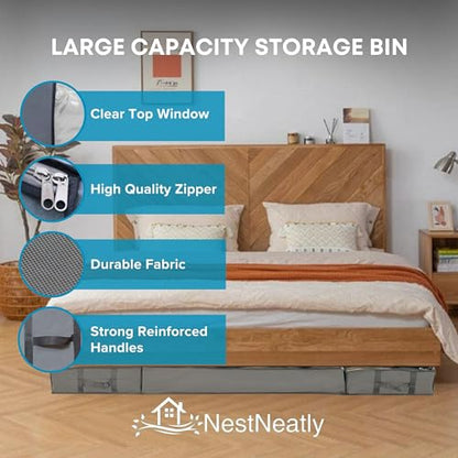 SmartCube Underbed Storage Bag 3 Large Under-the-B... (3 Count | Grey | Fabric,Plastic)