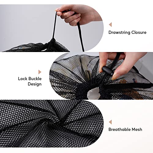 Meowoo Large Mesh Laundry Bag, 27×36inch Heavy Duty Mesh Laundry Bags Drawstring Lockable, Laundry Hamper Liner, Machine Washable, for Travel,Storage, Sports Factories, Dorms, Black 1pcs