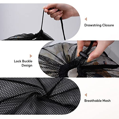Meowoo Large Mesh Laundry Bag, 27×36inch Heavy Duty Mesh Laundry Bags Drawstring Lockable, Laundry Hamper Liner, Machine Washable, for Travel,Storage, Sports Factories, Dorms, Black 1pcs