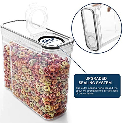 Cereal Container Set, MCIRCO Airtight Food Storage Containers ((4L /135.2oz) Set of 6, Cereal Dispensers with Measuring Tools