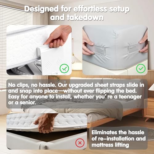 Bed Sheet Holders - 4-Pack Strong Grip Sheet Straps, Keep Sheets in Place on Mattress, Deep Pocket Mattress Sheet Grippers, Universal Fit for All Bed Sizes (White)