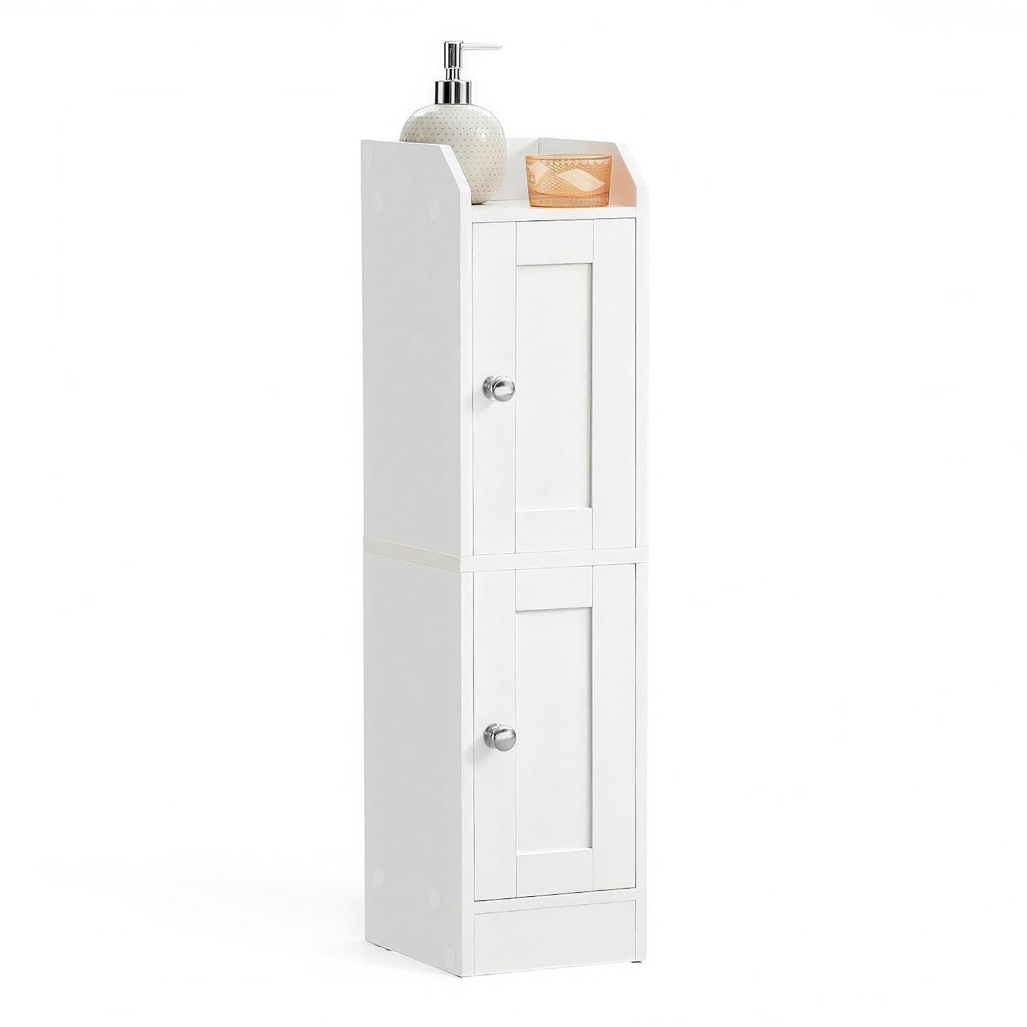 VASAGLE Storage Cabinet Slim with Reversible Doors, Farmhouse | Small Storage Corner Floor Cabinet, Narrow Orgnizer, Adjustable Shelves, Cloud White, Siren Collection, UBBK312WB01S
