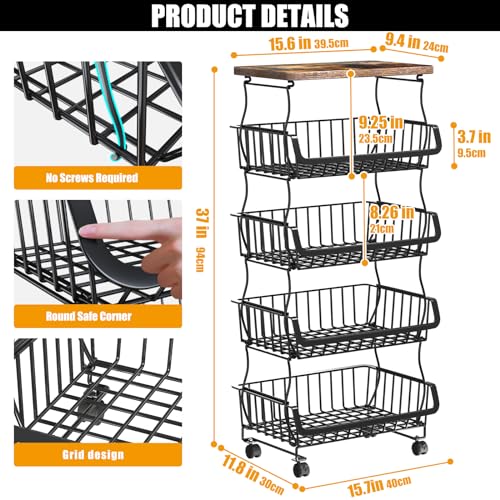 5 Tier Fruit and Vegetable Basket for Kitchen with...