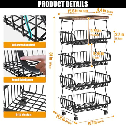 5 Tier Fruit and Vegetable Basket for Kitchen with...