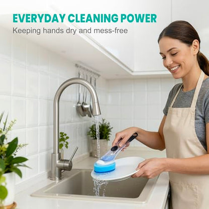 Dish Wand with Handle,Non-Scratch Dishwand Refills Replacement Sponge Heads | Leak-Proof Soap Control Dispenser Scrub Sponges, Advanced Scrubber Brush Pads for Kitchen Cleaning Dishes Sink Washing Tool