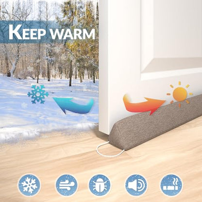 SYIPO Triangle Door Draft Stopper，35.4" Weighted Under Door Draft Blocker Bottom Door Seal Noise & Air，Interior Sound Proof Door Snake Draft Insulation Stopper | Warm in Winter & Cool in Summer，Brown