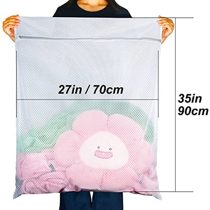 Vivifying Extra Large Mesh Laundry Bag, 2 Pack XXL Oversize Honeycomb Mesh Wash Bags for Washing Machine, Coats, Stuffed Toys, Blanket, Bedding, Sweater, Delicates Clothes (27 x 35 Inches)