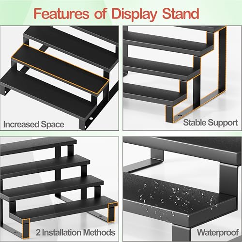 Boulphia Cologne Organizer for Men, 12 Inch Wood Cologne Stand 4 Tier Perfume Organizer for Dresser, Versatile Step Display Stand Shelf for Fragrance, Skincare, Figurine, Dessert, 1 Set Black