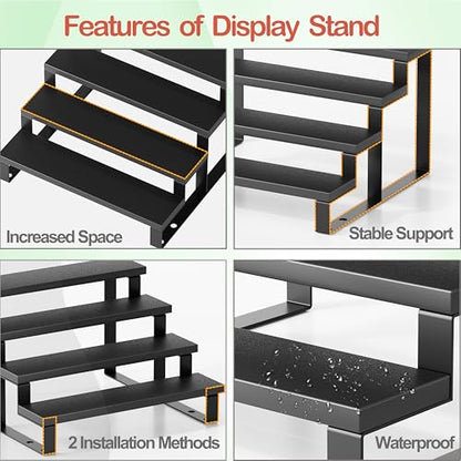 Boulphia Cologne Organizer for Men, 12 Inch Wood Cologne Stand 4 Tier Perfume Organizer for Dresser, Versatile Step Display Stand Shelf for Fragrance, Skincare, Figurine, Dessert, 1 Set Black