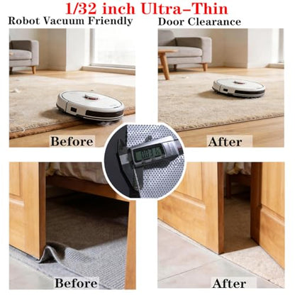 Mayhawk Non-Slip Rug Gripper Pad: Residue-Free Silicone, Hard Floors, 2X3Ft | Vacuum Tech for stronger grip; adhesive-free, BPA-free, low-profile, odorless, washable, reusable, safe for hardwood/tile/LVP