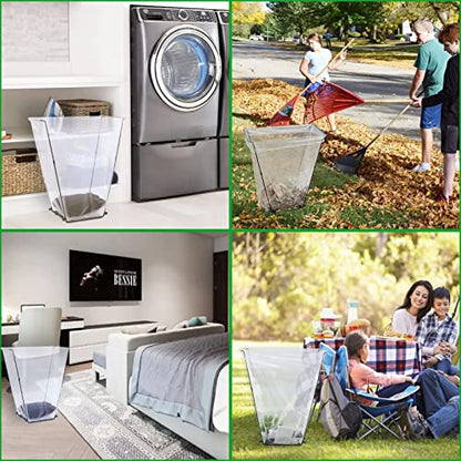 Trash Bag Holder, Outdoor Metal Leaf Bag Holder Stand, Garbage Bag Frame Holder for 30-45 Gallon Bags for Leaves, Camping, Yard Weeding, Lawn Party