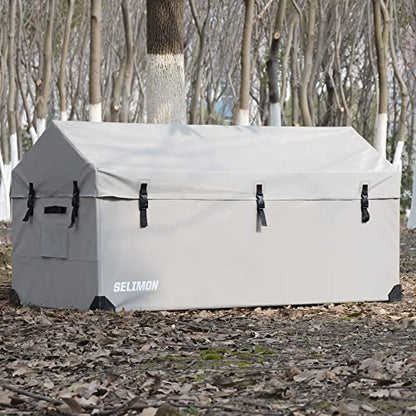 174 US Gallon Outdoor Storage Box Waterproof Soft Shell Tarpaulin Deck Box for Patio Furniture Outdoor Cushions, Throw Pillows, Garden Tools