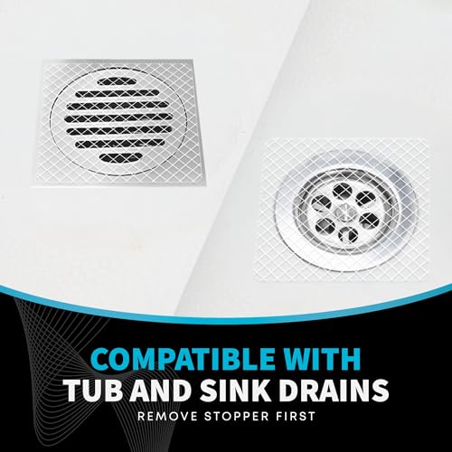 TubShroom 26 Pack Square Disposable Drain Cover - Hair Catcher Mesh Sticker Strainers for Shower Bathtub and Bathroom - Hair Catcher Sticker Drain Protector - Half Year Supply