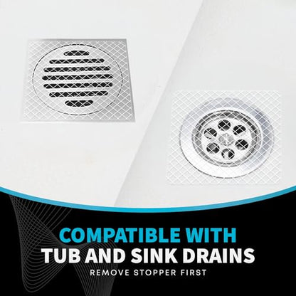 TubShroom 26 Pack Square Disposable Drain Cover - Hair Catcher Mesh Sticker Strainers for Shower Bathtub and Bathroom - Hair Catcher Sticker Drain Protector - Half Year Supply