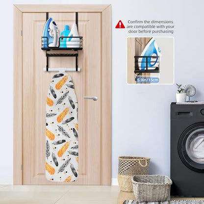 TJ.MOREE Over the Door/Wall Mount Ironing Board Hanger, Laundry Room Iron and Ironing Board Caddy Storage for Water Mister, Fabric Sprays, Laundry Detergent