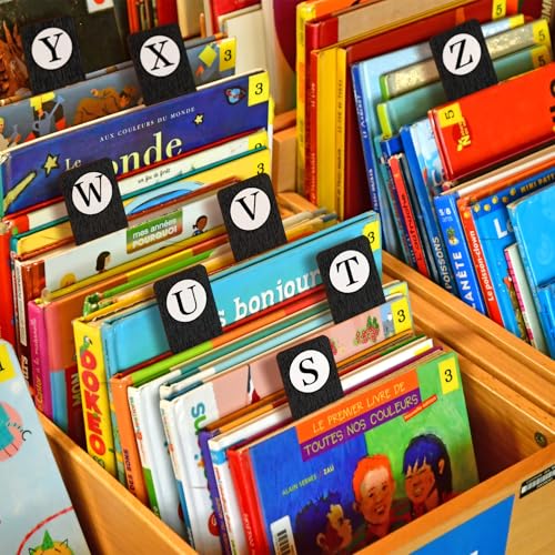 26 Pcs Back to School Gift Library Alphabet A-z Book Dividers Wooden Vinyl Record Organizer Separators 26 Alphabetical Dividers Bookshelf Marker for Classroom School Shelves Cds Albums