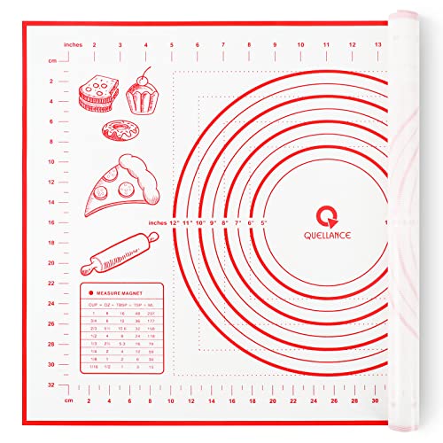 Silicone Baking Pastry Mat Large Dough Kneading Sheet for Rolling, 16×24 in | Non-Stick Non-Slip Reusable Kitchen Pad with Measurement Household Baking Essential for Pie Bread Pizza Cookie Fondant Making