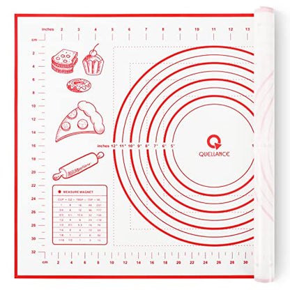 Silicone Baking Pastry Mat Large Dough Kneading Sheet for Rolling, 16×24 in | Non-Stick Non-Slip Reusable Kitchen Pad with Measurement Household Baking Essential for Pie Bread Pizza Cookie Fondant Making